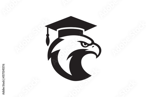 Degree Inside Eagle Head Vector Silhouette Vector on White Background.01