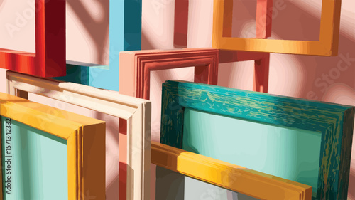Colorful geometric frames arranged abstractly arrangement