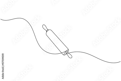 One line drawing of kitchen rolling pin for bakery tool minimalist isolated outline vector