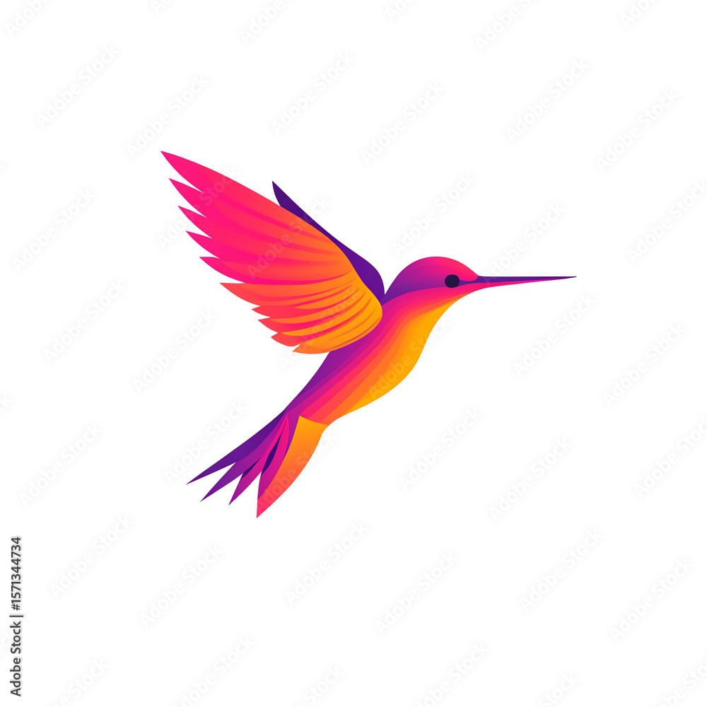 Obraz premium Vibrant Gradient Hummingbird in Flight