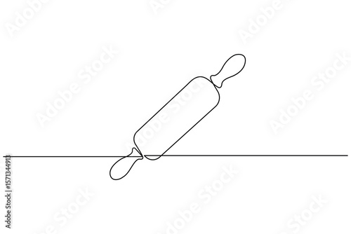 One line drawing of kitchen rolling pin for bakery tool minimalist isolated outline vector
