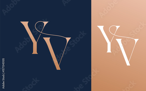 Initial letter YV VY logo design vector illustration for couple, wedding, and business