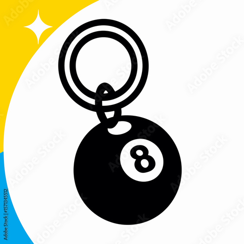 Eight Ball Keychain, Billiards Keyring, Pool Key Chain