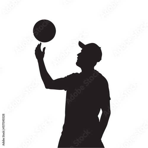 Soccer player heading ball silhouette, vector art, illustration silhouette.