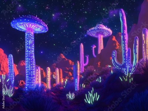 Crystal Dunes: A Desert Where Glowing Crystals Rise in Place of Cacti