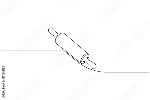 One line drawing of kitchen rolling pin for bakery tool minimalist isolated outline vector