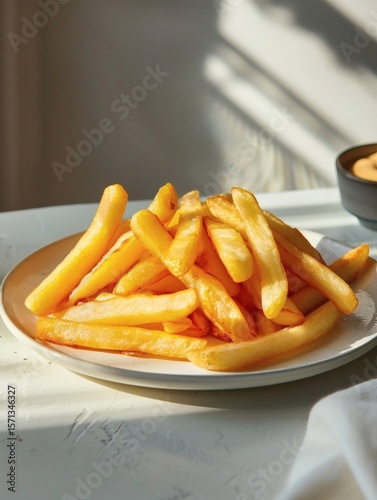 Golden fries in light and shadow
