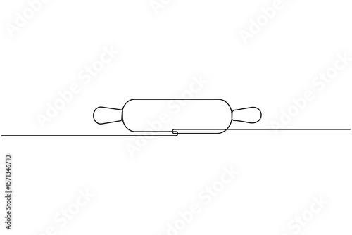 One line drawing of kitchen rolling pin for bakery tool minimalist isolated outline vector