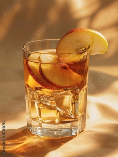 Apple iced tea in a transparent glass