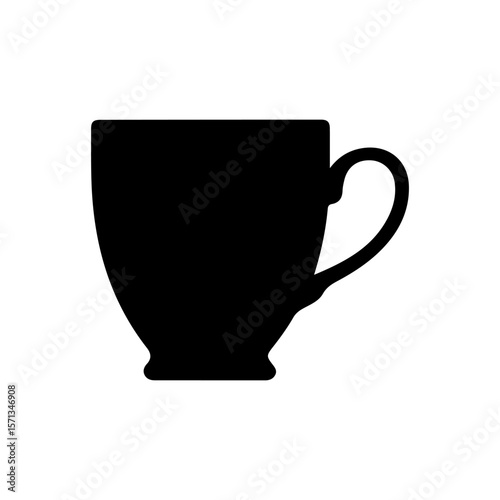 cups silhouette. Hand drawn silhouette of mugs different design on isolated