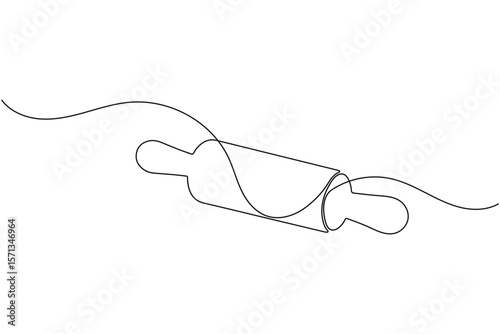 One line drawing of kitchen rolling pin for bakery tool minimalist isolated outline vector