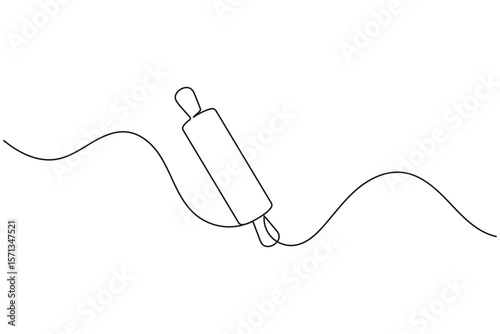 One line drawing of kitchen rolling pin for bakery tool minimalist isolated outline vector