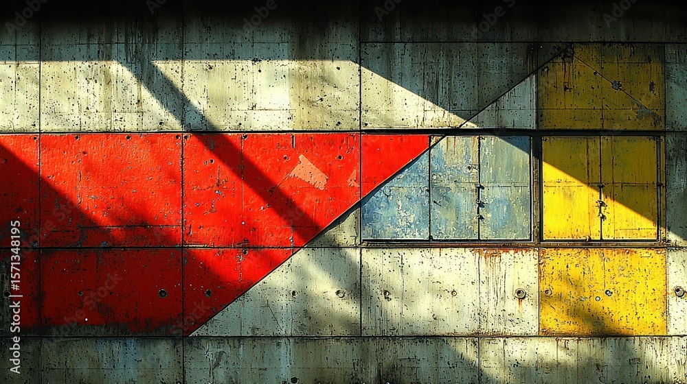 Naklejka premium Abstract industrial wall with vibrant color panels