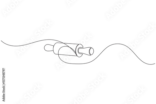 One line drawing of kitchen rolling pin for bakery tool minimalist isolated outline vector