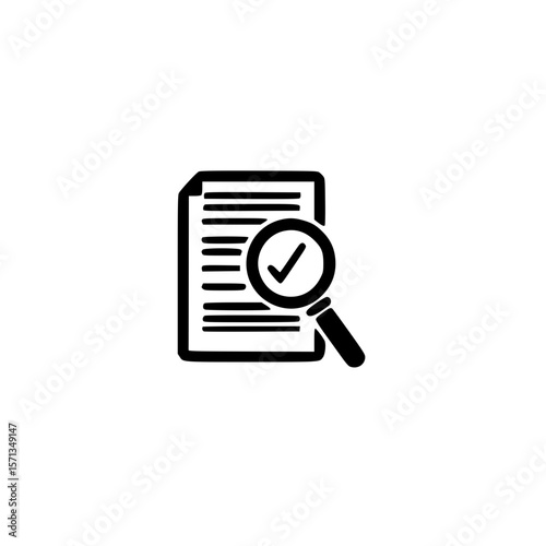 Document Page with Text Content and Magnifying Glass Symbol for Research Analysis or Information Check