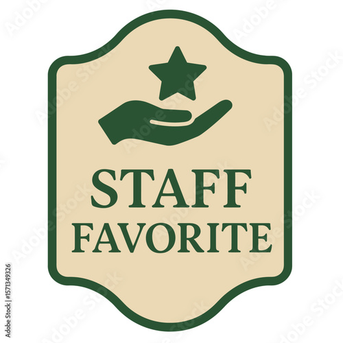 This staff favorite badge is a symbol of excellence and high praise. Modern flat vector sticker label with icon and badge style, transparent background
