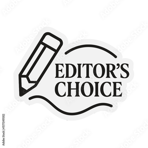 Editor's choice badge with a pencil, perfect for awards and recognition. Modern flat vector sticker label with icon and badge style, transparent background