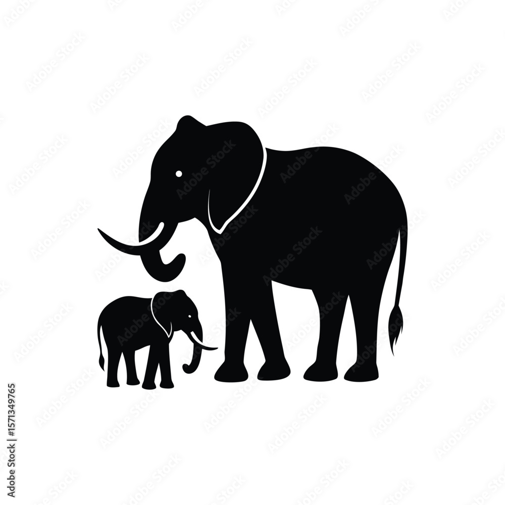 Obraz premium Elephant silhouette vector