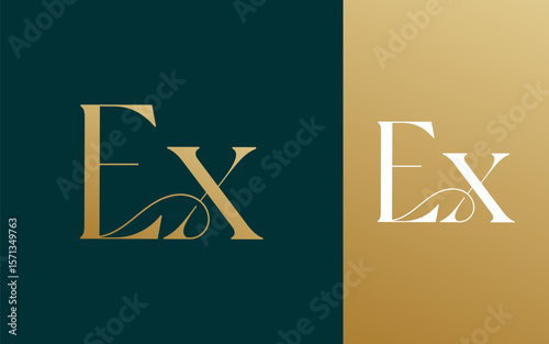 Initial letter EX XE logo design vector illustration for couple, wedding, and business