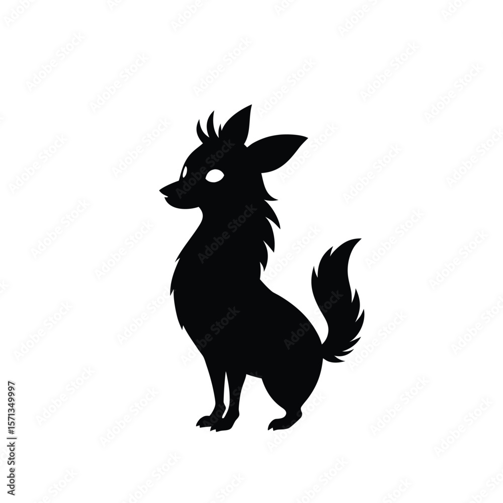 Fototapeta premium Silhouette of a fox on white background