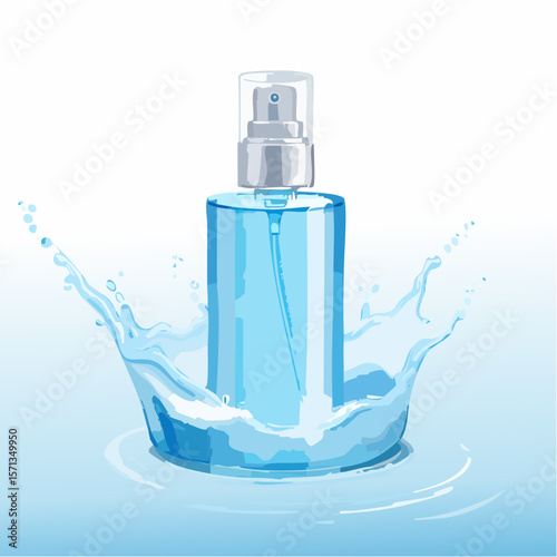 水しぶきと化粧用品　水彩画風
