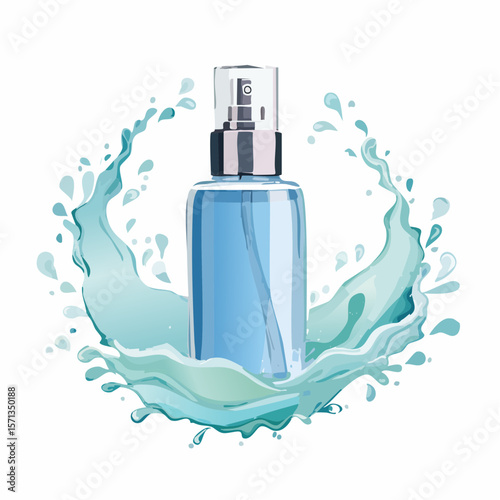 水しぶきと化粧水　水彩画風