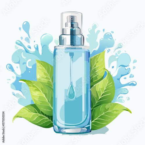 水しぶきと化粧用品　水彩画風