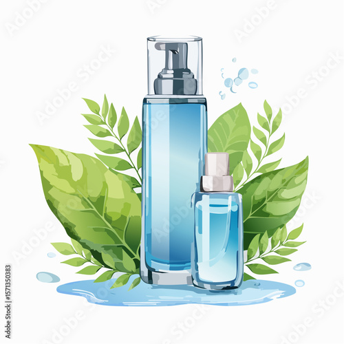 水しぶきと化粧用品　水彩画風