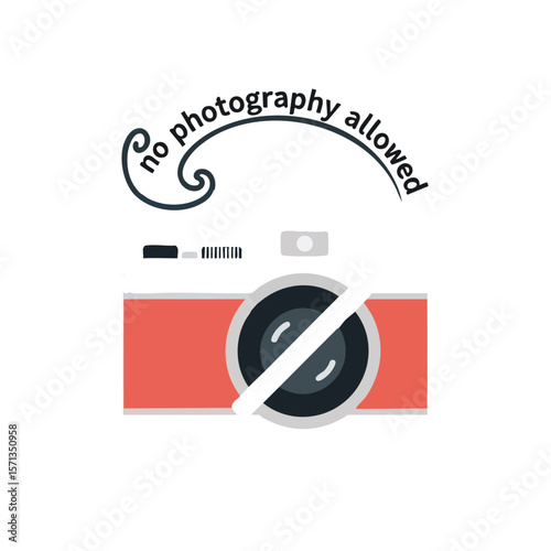 Compact Camera with Slash and Stylized Arc “No Photography Allowed”, Flat Icon