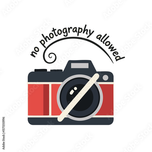 Compact Camera with Slash and Stylized Arc “No Photography Allowed”, Flat Icon