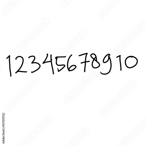 Black Hand-Drawn Numbers 1 to 10
