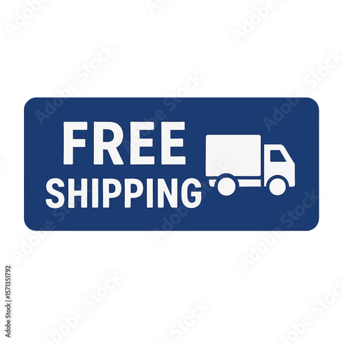 The 'Free Shipping' sign features a truck, perfect for online businesses and promotions. Modern flat vector sticker label with icon and badge style, transparent background