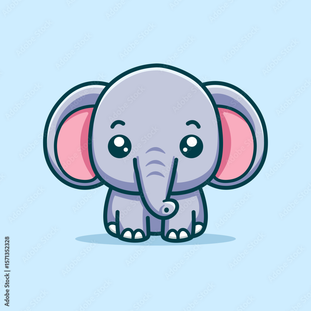 Obraz premium Cute Baby Elephant Cartoon Vector Art, Illustration and Graphic