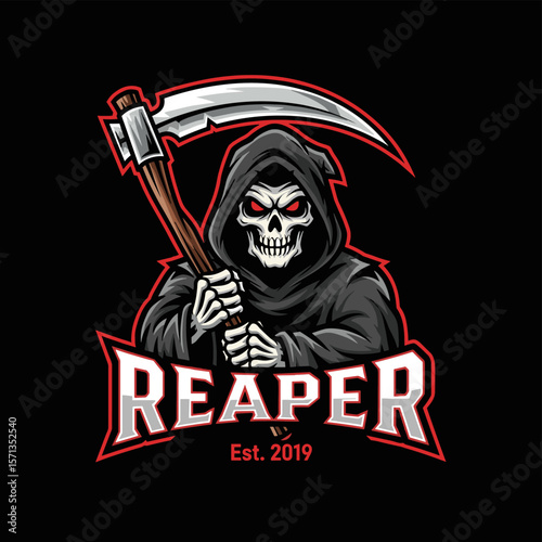 Grim Reaper with Scythe and Hood Vector