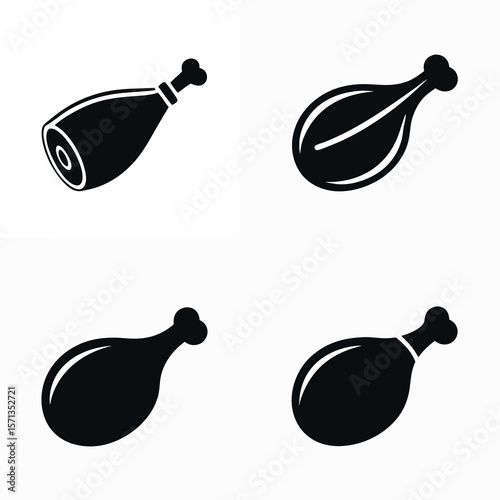 Chicken leg icons set isolated on white background