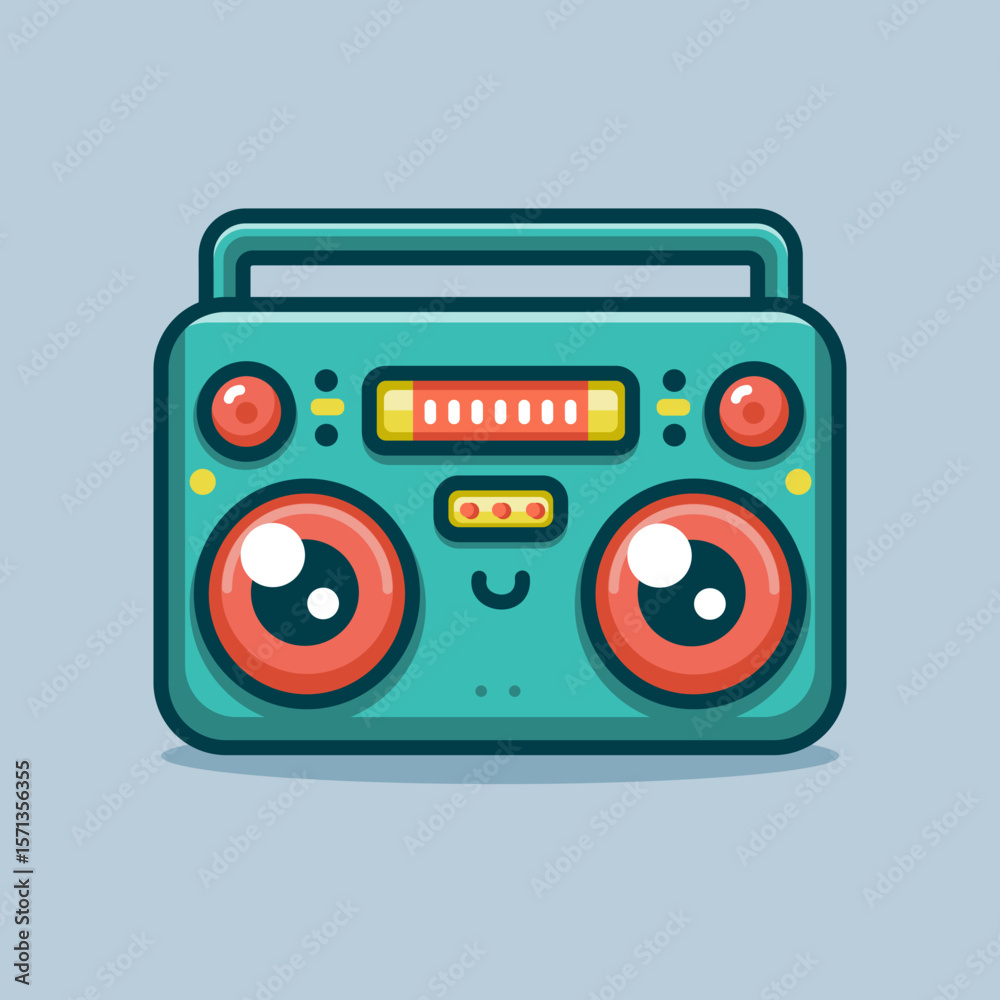Fototapeta premium Old Tape Recorder Cartoon Vector Art, Illustration and Graphic