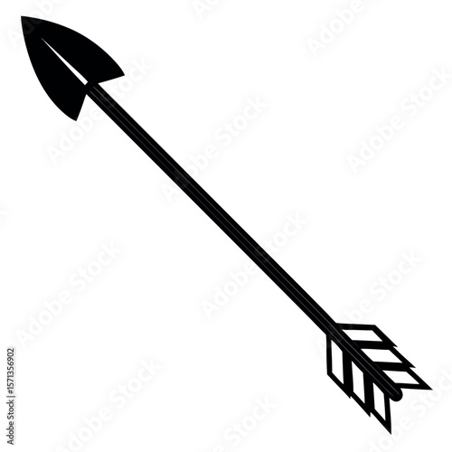 Black arrow silhouette isolated on white background