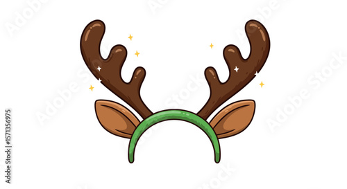 Festive reindeer antler headband vector illustration for christmas design