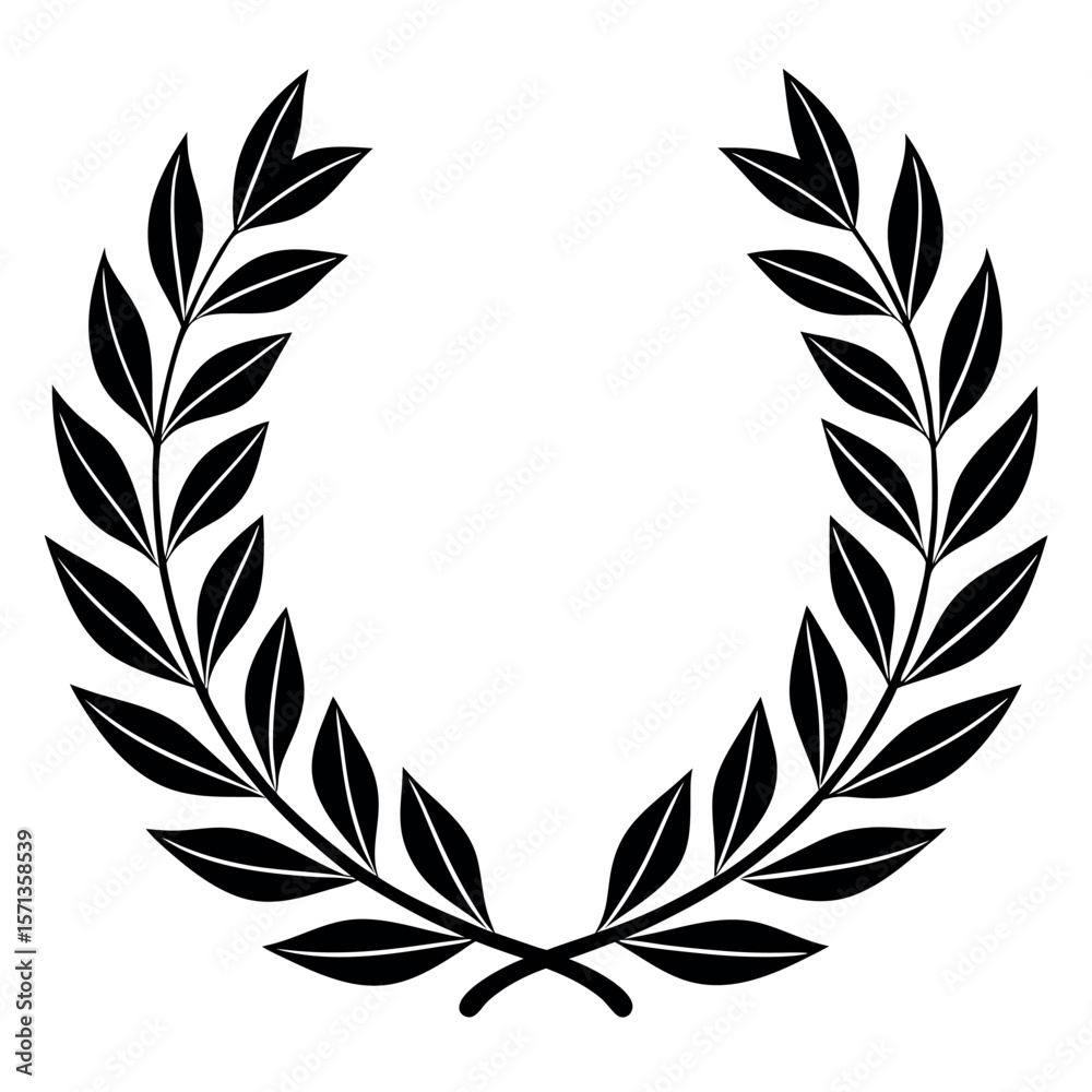 Obraz premium Black laurel wreath graphic isolated on white background