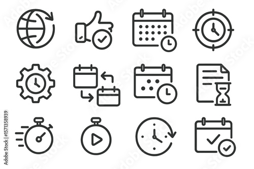 Business and time management icons vector illustration for digital and print use