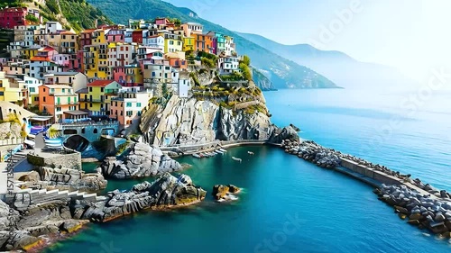 Cinque Terre Coastal Village Italy Drone View