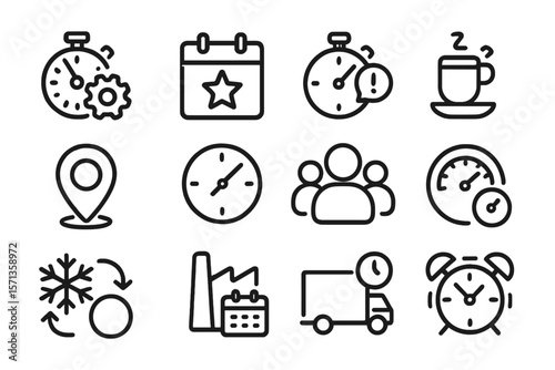 Business and productivity icons vector illustration for planning and scheduling design