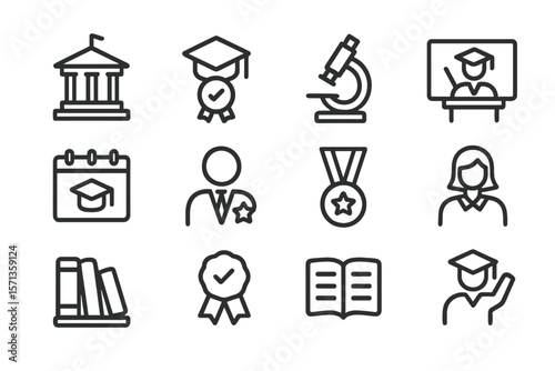 Education and learning icons vector illustration for school and academic design in line style