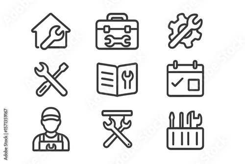 Maintenance and repair tools vector illustration for design projects in line style
