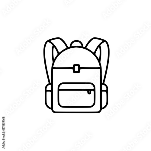 Backpack design in outline style for student life concept  