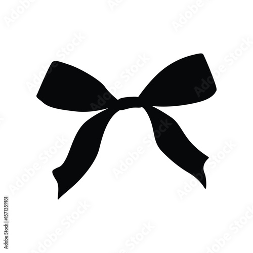 Red satin ribbons. Red ribbon with bows. Trendy hand drawn design for textiles, home decor, packaging. Vector bow and ribbon for Christmas gifts, Valentine's Day, birthday.Trendy cute girl accessories