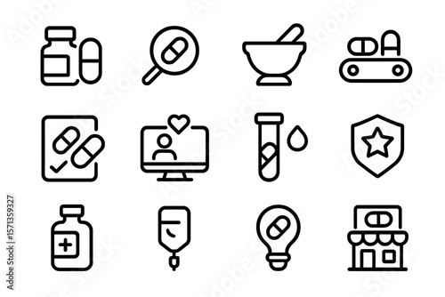 Medical and pharmacy vector illustration icons for healthcare and medicine design