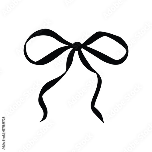 Red satin ribbons. Red ribbon with bows. Trendy hand drawn design for textiles, home decor, packaging. Vector bow and ribbon for Christmas gifts, Valentine's Day, birthday.Trendy cute girl accessories