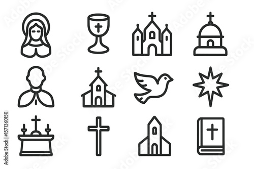 Religious icons vector illustration for church design and decoration in flat style