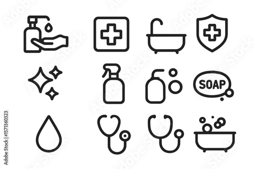 Healthcare and hygiene icons vector illustration for medical design